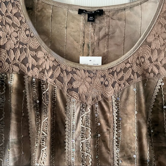 Samie & Jo Embellished Pullover Top/Shirt Sz Petite Medium - Picture 3 of 5